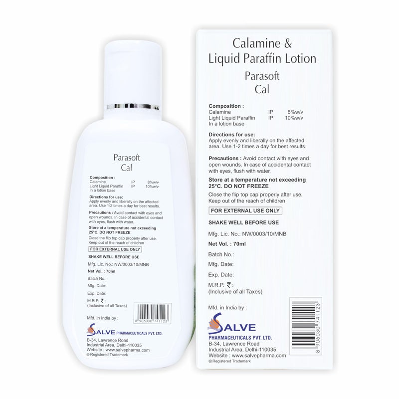 Parasoft Cal Body Moisturizing Lotion With Calamine, Aloevera And Rose Oil | Soothing Restoring Moisturizer | Relief Irritating Rashes Burns | Non-sticky Formulation For All Type Skin - 70 ml - Image 2